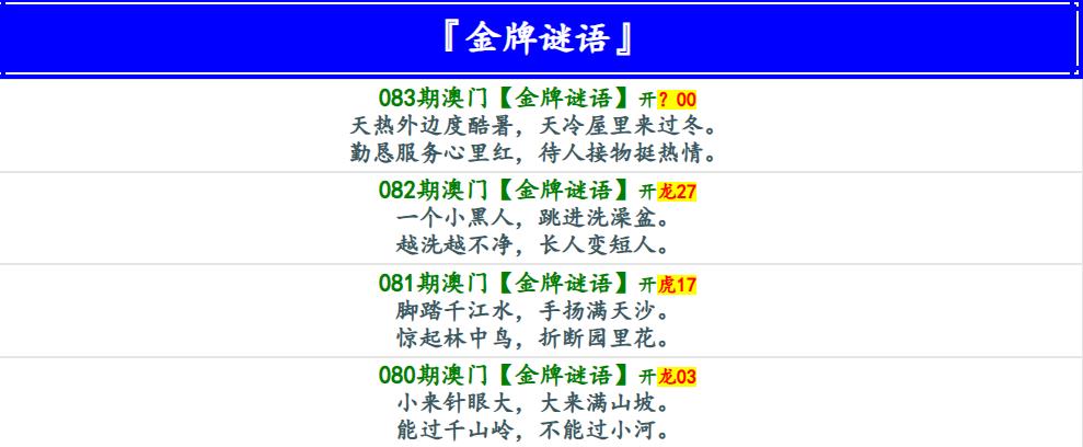 083期金牌谜语[图]